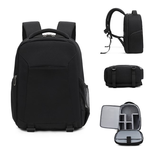 Bolsa de cámara Mochila para cámara Bolsa de almacenamiento para fotografía con apertura lateral disponible para computadora portátil con divisores flexibles Compatible con computadora portátil/Canon/