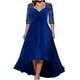 thumbnail image 2 of Puntoco Vestido De Manga Corta Con Cuello En V, Vestido Largo Con Lentejuelas De Media Manga Y Cuello En V De Color Sólido Para Mujer, Vestido De Noche Azul Xl, 2 of 6