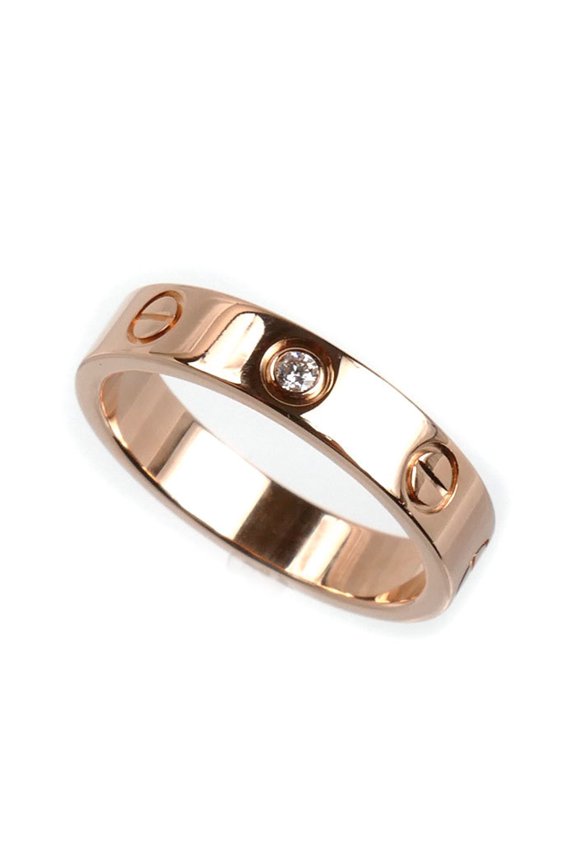 Pre-Owned CARTIER Cartier 18KPG Pink Gold Mini Love 1P Diamond Ring B4050751 51 4.4g Women's