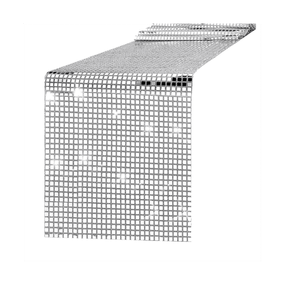Disco Table Runner Mirror Silver Foil Table Runner Glitter Metallic Table Cover for Disco Dance Wedding