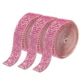 thumbnail image 1 of Unique Bargains 3Roll 1 Yard 8mm Self Adhesive Crystal Rhinestone Ribbon for Crafts Project, Dark Pink, 1 of 5