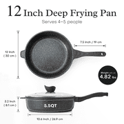 Kordisen 5.5-Quart Jumbo Deep Frying Pan, Nonstick Aluminum Saute Pan with Lid