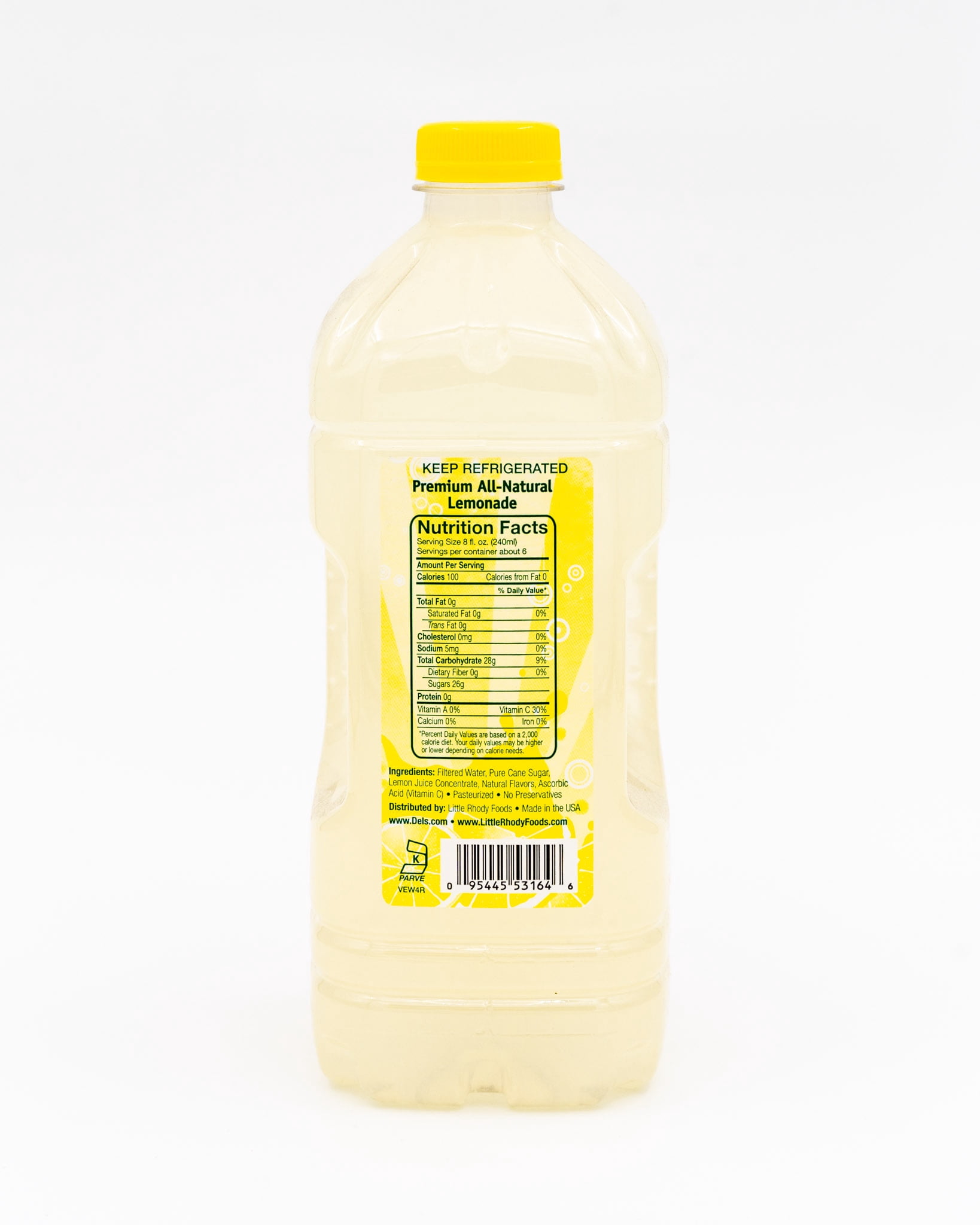 Del's Premium Lemon-ade 53oz.  Made with Pure Cane Sugar