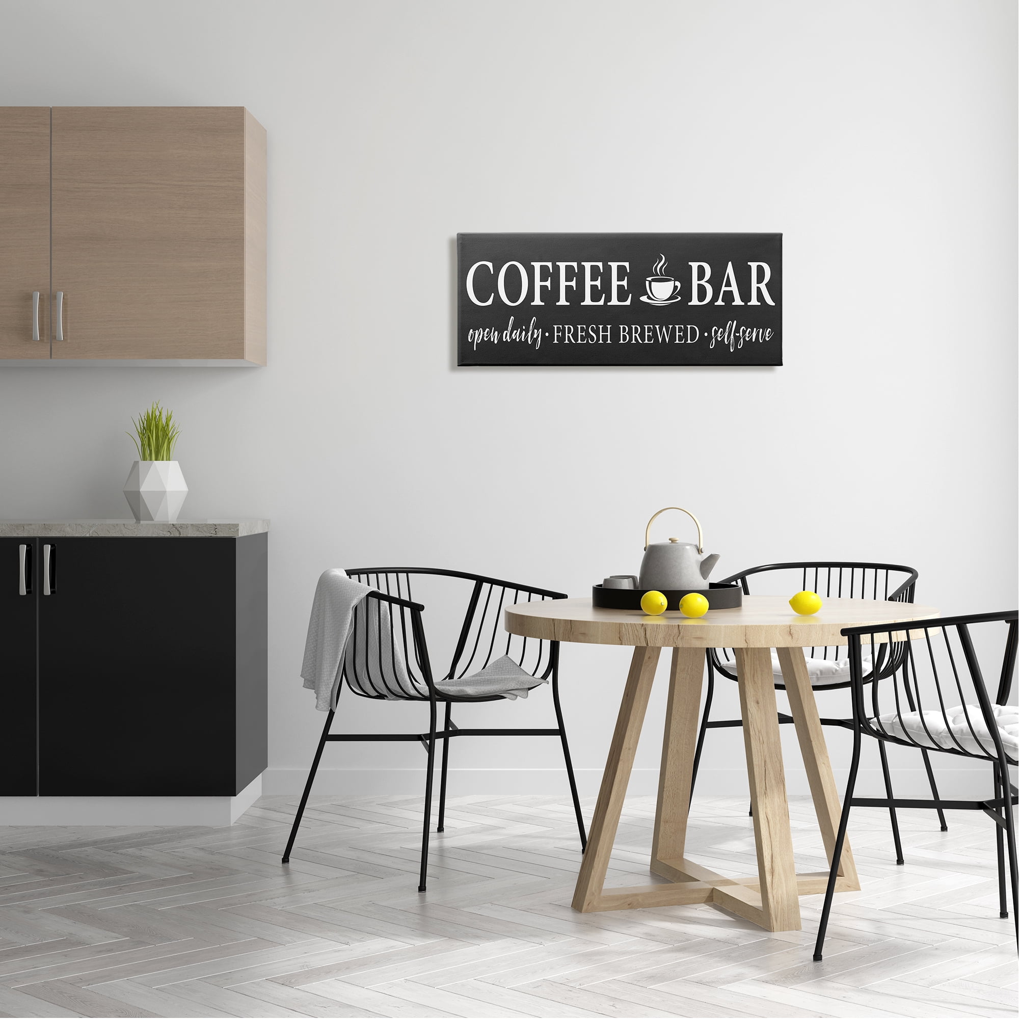 Stupell Industries Coffee Bar Open Sign Casual Black Design Graphic Art Gallery Wrapped Canvas Print Wall Art, Design by Lettered and Lined
