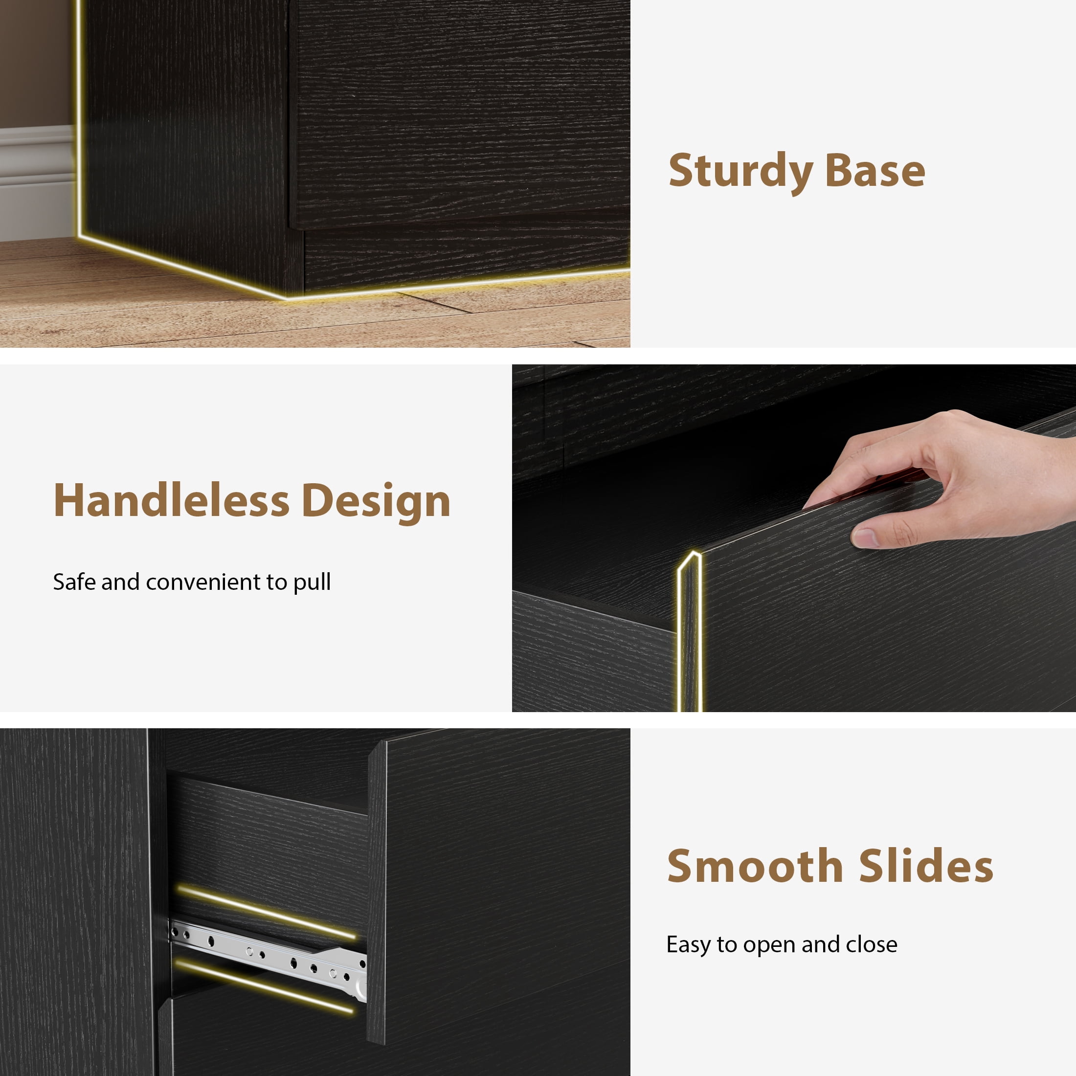 Hijob 5 Drawer Dresser, Modern Storage Cabinet for Bedroom, Tall Chest of Drawers for Living Room Bedroom, Black