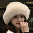thumbnail image 5 of D-GROEE Winter Fisherman Cap for Women Warm Plush Brim Cap Faux Mink Fur Basin Hat for Women, 5 of 8