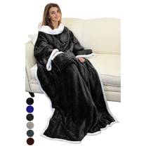 Catalonia Wearable TV Blanket with Sleeves Arms Warm Micro Plush Sherpa Fleece for Adult Large Wrap Throw Robe 72 x 55”