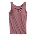 thumbnail image 3 of Women Built-in Bra Tank Tops Spaghetti Strap Basic Camisoles Basic Tank Tops Beach Tank Tops Fitted Tank Tops for Women Yoga Racerback Tank Top Cami Tank Tops for Women Pink 2XL, 3 of 7