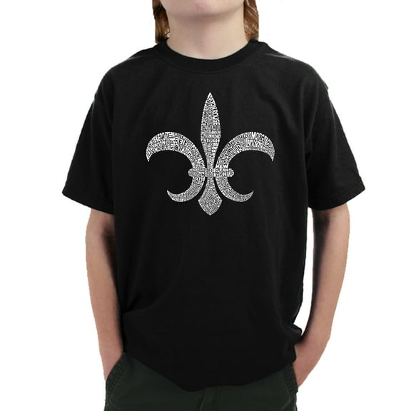 LA Pop Art Boy's Word Art T-shirt - FLEUR DE LIS - POPULAR LOUISIANA CITIES