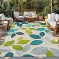 thumbnail image 2 of Teal Green Leaves Outdoor Rug 5x8 Ft - Reversible Patio Rug Outdoor Camping Rugs, Summer Botanical Pastoral Rustic Washable Indoor Outdoor Area Rugs, Non-Slip Outdoor Carpet Runner for Deck/Porch, 2 of 8