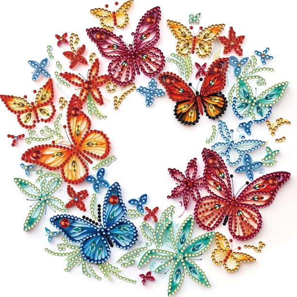 Pintura de diamante parcial forma especial taladro flor mariposa difracción 30x30cm