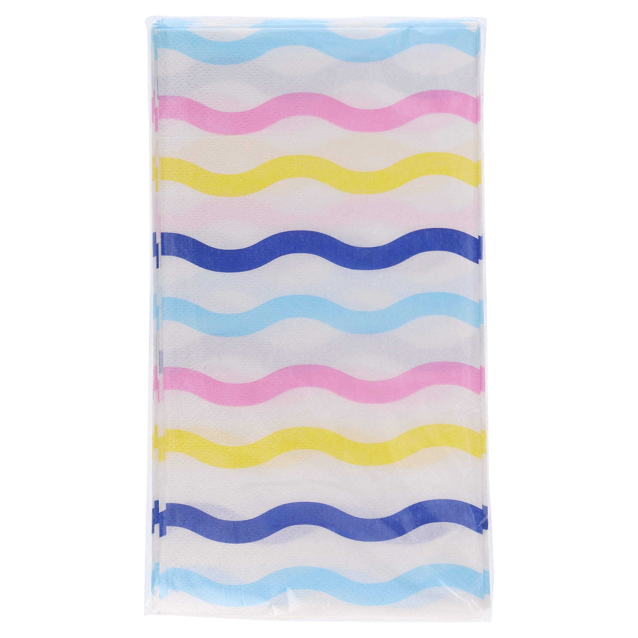 Way To Celebrate Disposable Paper Napkins, Multicolor Wavy Stripes, 4.3 in x 7.8 in, 16 Count