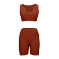 thumbnail image 4 of Moda para mujer, cuello en U, yoga, deportes, camiseta sin mangas, pantalones cortos, traje informal de dos piezas Pompotops qwe24749, 4 of 6