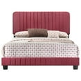 thumbnail image 2 of Home Bedroom Furniture Lodi Cherry Velvet Upholstered Channel Tufted Queen Panel Bed, 2 of 5