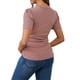 thumbnail image 3 of Blusa de maternidad de mujer INSPIRE CHIC, de punto acanalado, con mangas cortas abullonadas, camiseta arrugada para fotos de baby shower, color rosa medio, 3 of 6