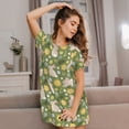 thumbnail image 3 of Fotbe Happy Easter Bata de Dormir para Mujer con Estampado, Camisón de Algodón de Manga Corta, Ropa de Dormir Casual, 3 of 6