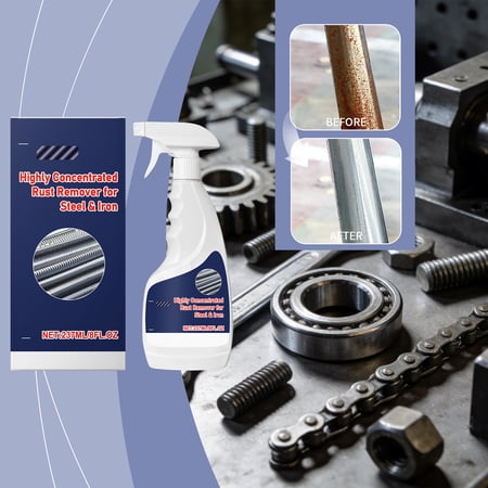 FHBVT 237ml Highly Concentrated Rust Remover for Steel Iron Deep Penetration Fast Acting Non-Damaging Formula for Rebars Carbon Steel Plates Aluminum Alloys Industrial Metal Rust Cleaning