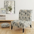 thumbnail image 2 of Designart "Monochrome World Of Botany II" Blue Plants Upholstered Accent Chair - Bohemian & Eclectic Arm Chair For Bedroom, 2 of 5