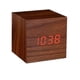 thumbnail image 1 of Wooden Digital Cube Alarm Clock Touch Sound Activated Desk Clock Portable Travel Clock (Brown), 1 of 5