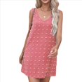 thumbnail image 1 of Vestido Informal de Verano para Mujer, con Lunares, Cuello en V, Sin Mangas y Bolsillos, Color Rosa, Talla M, 1 of 8