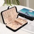 thumbnail image 6 of Leather Jewelry Box Rectangular 8.27x5.5x1.78In Travel Jewelry Storage Earrings Necklace Bracelet Watch Brooch Storage The Roaring Cool Wolf, 6 of 8