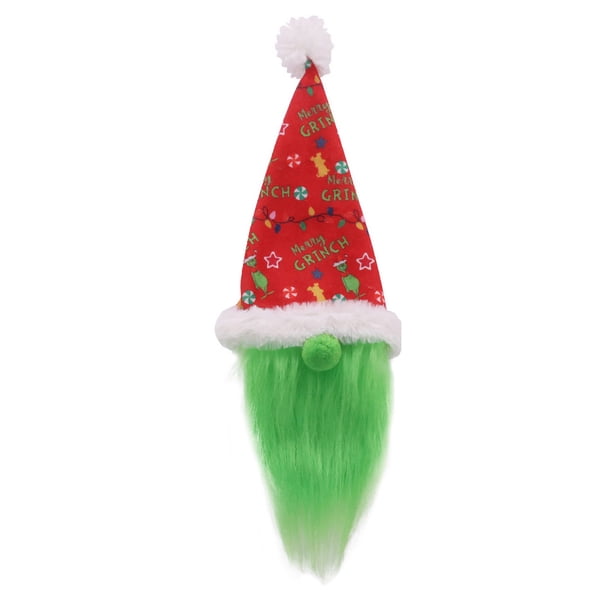 Bewildely Cubierta navideña para botella de vino, sombrero de cerveza, barba verde, sombrero de estilo de felpa, accesorios de decoración Kits de decoración para fiestas Rojo Bewildely HA068778-01