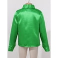 thumbnail image 4 of YEAHDOR Kids Boys Sparkly Sequins Lapel Collar Shirt Long Sleeve Tops for Jazz Latin Dance Performance Green 150, 4 of 7