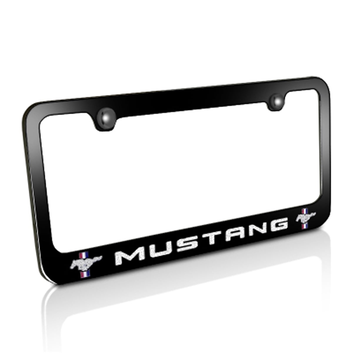 Ford Mustang Engraved Black Finish Solid Metal License Plate Frame