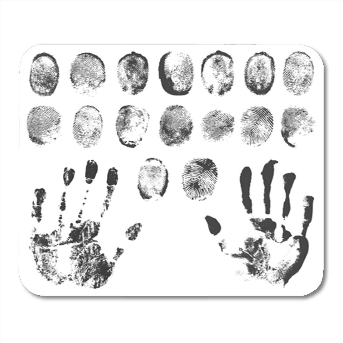 SIDONKU Human Finger and Handprint Black Ink Fingerprints Mousepad