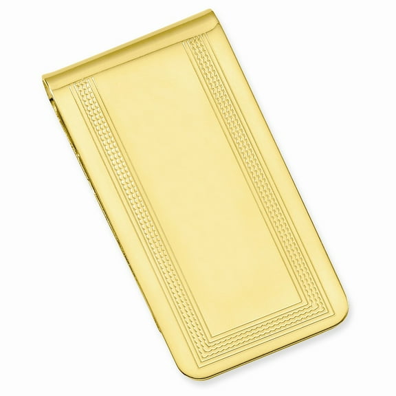 Gold-plated Kelly Waters Polished with Engraveable Area Money Clip; for Adults and Teens; for Women and Men