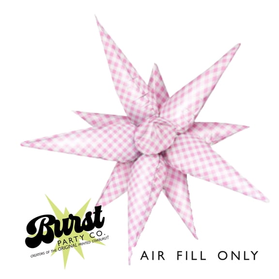 Pink Gingham Starburst Balloon 40"