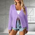 thumbnail image 2 of JGGSPWM Crochet Cardigan for Womens Long Sleeve V Neck Tie Front Knit Shrug Summer Beach Vacation Hollow Out Cover Up Purple XL, 2 of 5