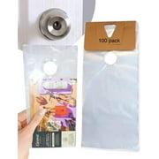 Skywin 100 Plastic Door Hanger Bags 6 x 12 inches - Clear Door Hanger Bags Protects Flyers, Brochures, Notices, Printed Materials - Waterproof and Secure Door Knob Hanger for Outdoor Use (100)