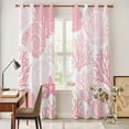 thumbnail image 4 of Coastal Pink Kitchen Curtains 96 Inch Length, Ocean Coral Starfish Shell Modern Sea Grommet Top Bedroom Living Room Curtains, Light Filtering Cafe Curtain Drapes 2 Panels Set 104''x96'', 4 of 9