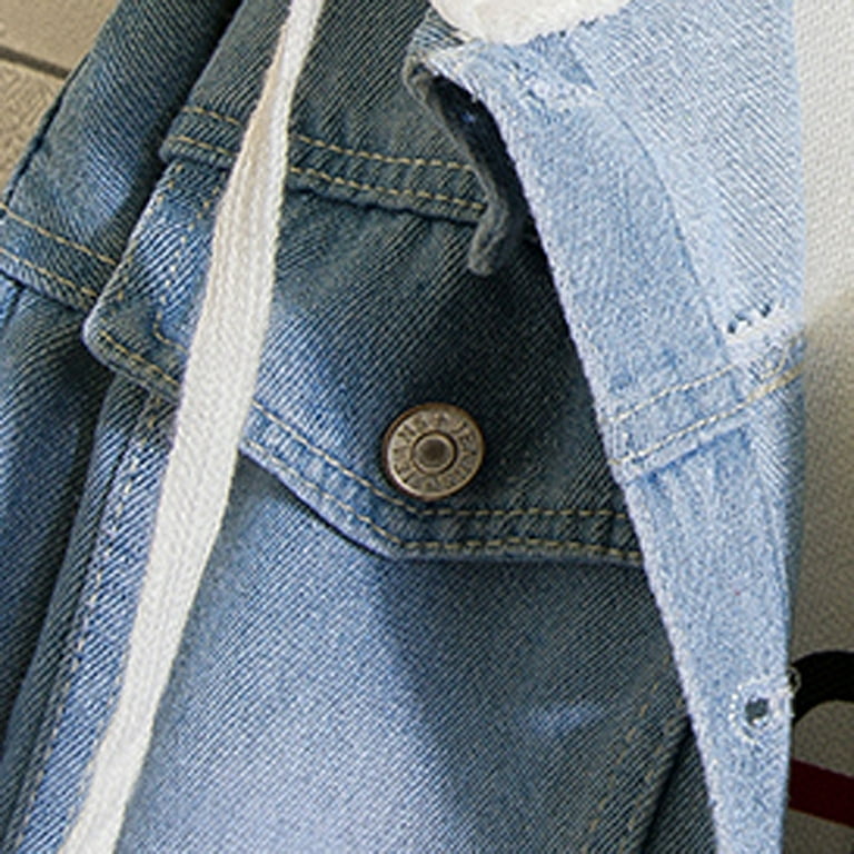 Blueek Men Denim Hooded Workwear Fake Pocket Jacket - Walmart.com