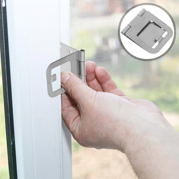 HEANUJJ 4-Pack Plated Stainless Steel Sliding Screen Door Lock Hinges with Concealed Mount Installation