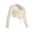 thumbnail image 4 of Women‘s Spring Summer Outfit Sets Long Sleeve Knotted Crop Tops + Solid Square Neck Camisole, 4 of 7