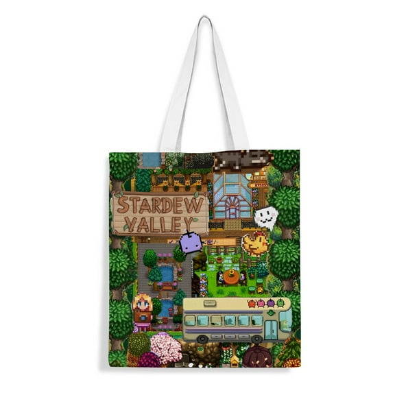 Stardew Valley canvas Tote Bag handbag: Stylish tote bag for women, perfect for daily shopping and groceries. Reusable with an inner zipper, measuring 13.8 x 15.8 inches (35x40cm).
