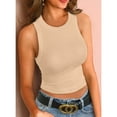 thumbnail image 2 of Vafful Summer Cropped Tank Tops for Women Cami Top Shirt Ribbed Racerback Blouses Apricot Small, 2 of 8