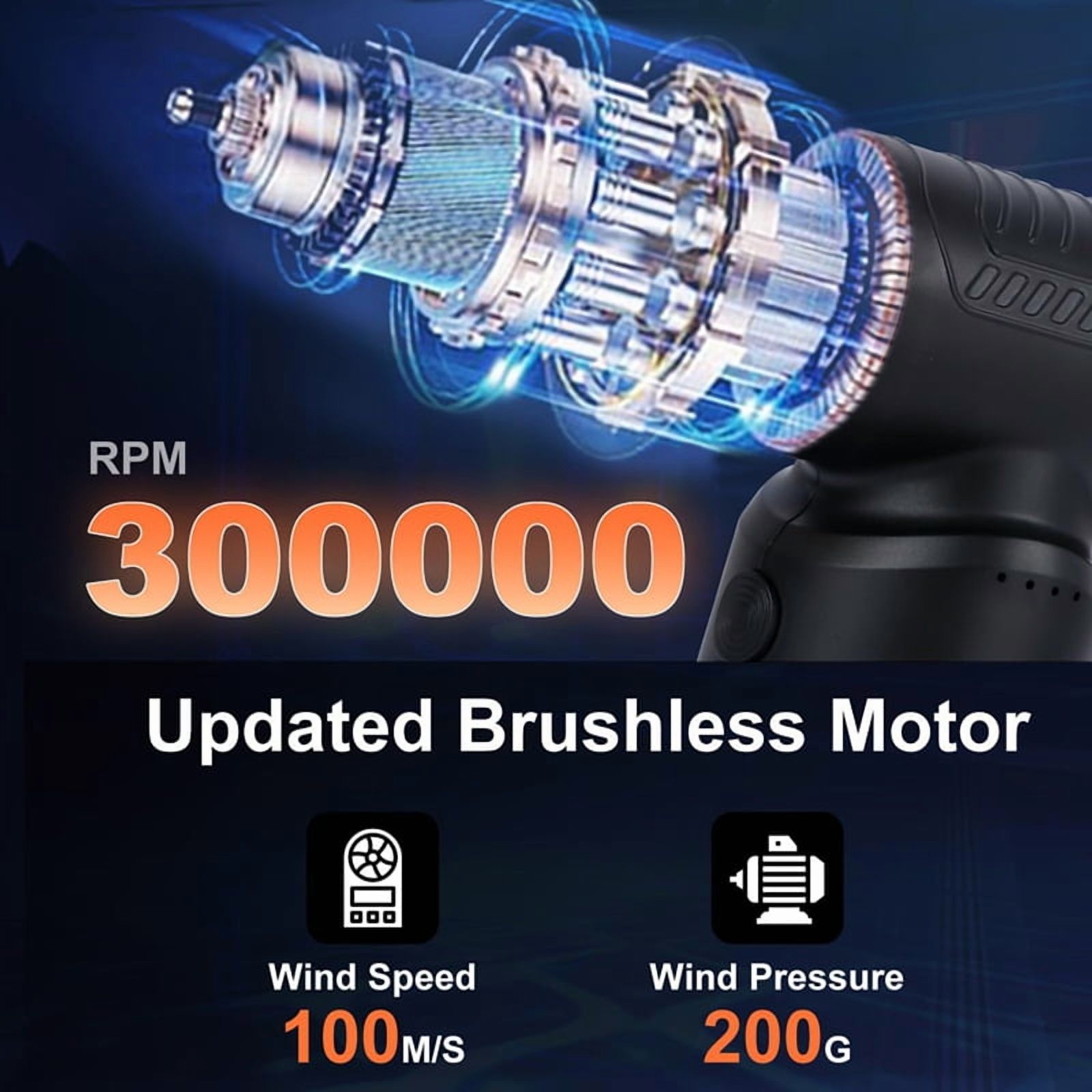 Compressed Air Duster,300000RPM Powerful Electric Air Duster,No Canned Air Duster-Replace Compressed Air,for Car,Home