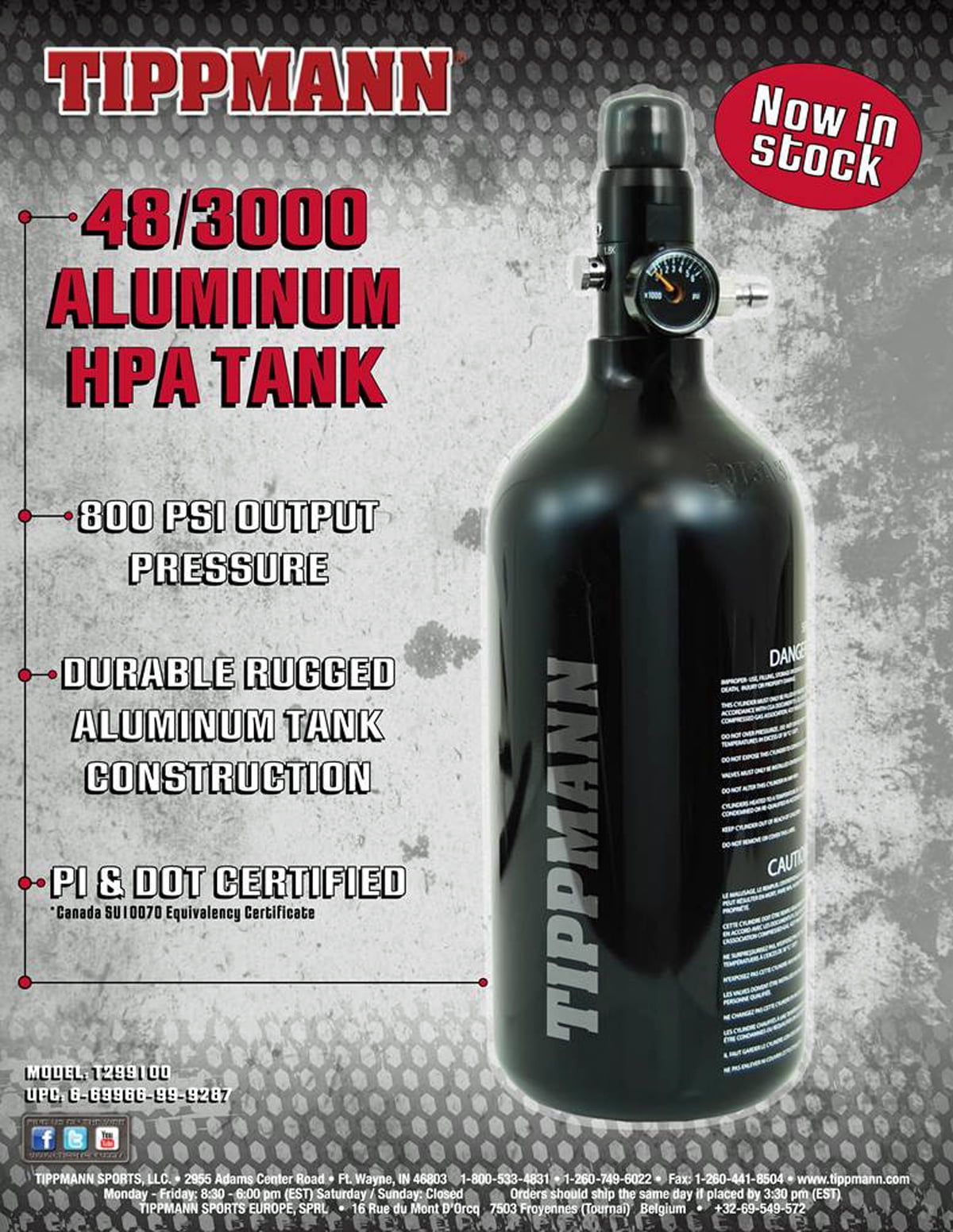 Tippmann 48/3000 Aluminum Paintball HPA Tank