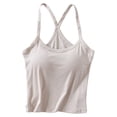thumbnail image 2 of Womens U Neck Shapewear Built-in Bra Tank Top High Strechy Slim Fit Compression Camisole Workout Tops, Sleeveless Gym Athletic Yoga Tops(Beige,S), 2 of 3