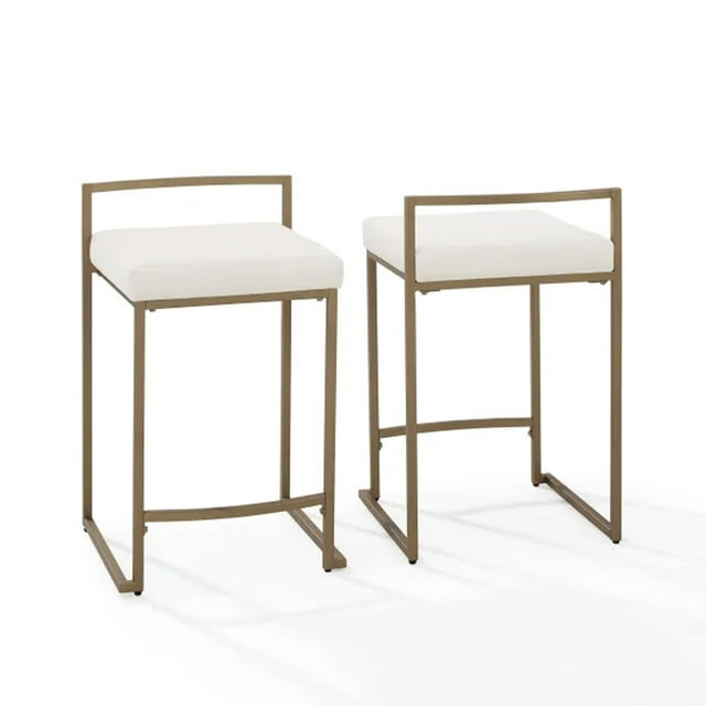 Crosley Furniture Harlowe Modern Steel Counter Stools, Creme (Set of 2)