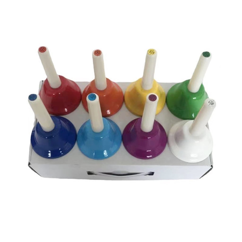 Yokua 8 Note Handbells Set Colorful Hand Bells Percussion Instrument Musical Toy