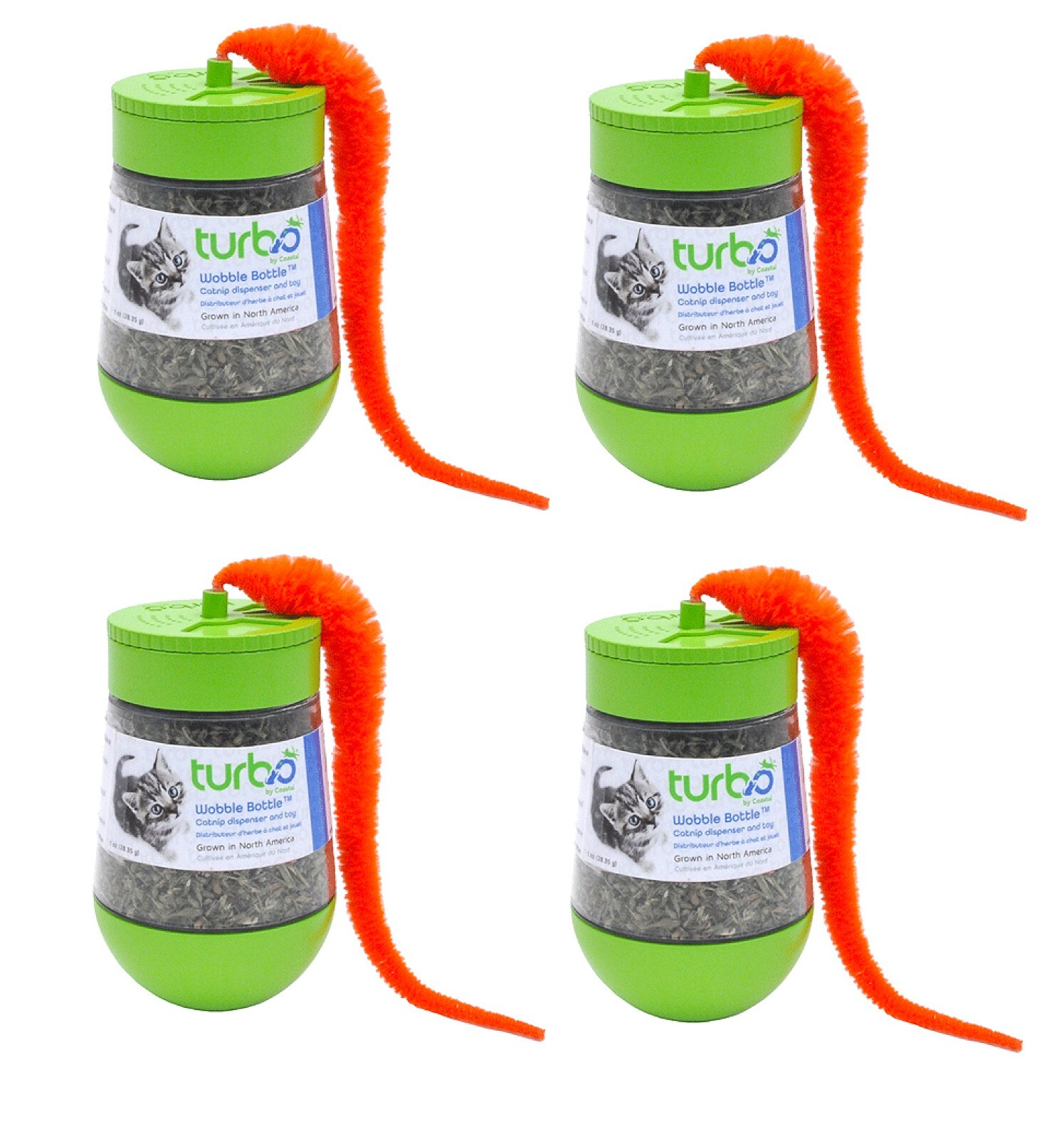 Cat Toy Interactive Catnip Dispensing Feather Top Wobble Bottle Feline Kitty Fun (One Wobble Bottle)