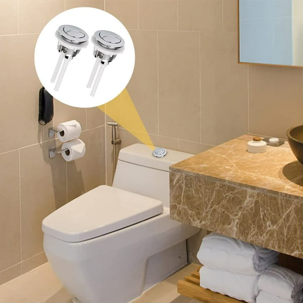 Bouton poussoir chasse d'eau de 38 mm, universel double bouton de chasse d' eau à tête ronde pompe haute pression, pour salle de bain bouton poussoir wc,  toilettes, réservoir d'eau (2) 