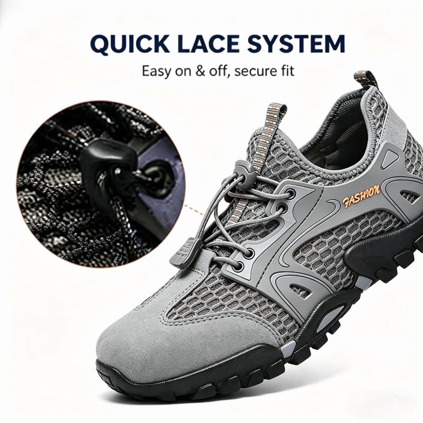 CHICVOMEY Comfortable Sneakers for Men Lightweight Breathable Slip-On Hiking Shoes Non-slip Wear Resistant Outdoor Sneakers Ideal for Summer Beach and Camping