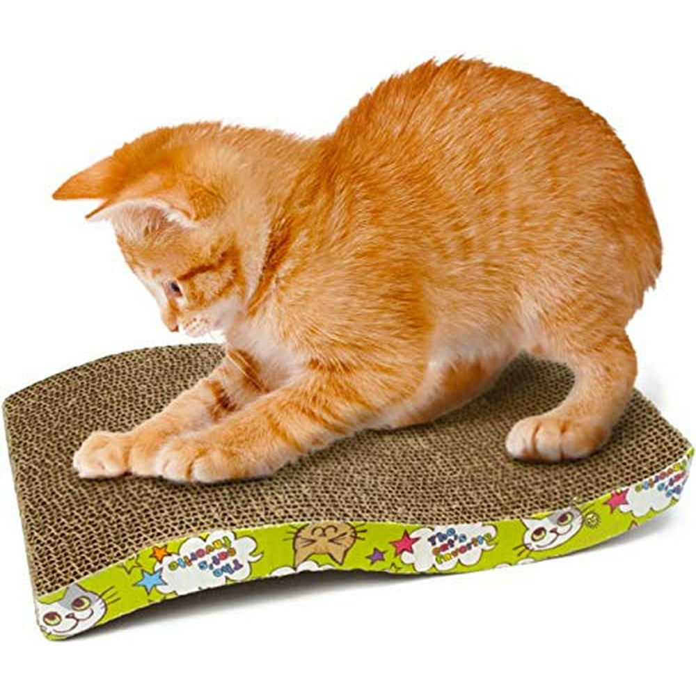 SunGrow Scratcher Toy for Cats Meow Scratch Board with a Curved Wave
