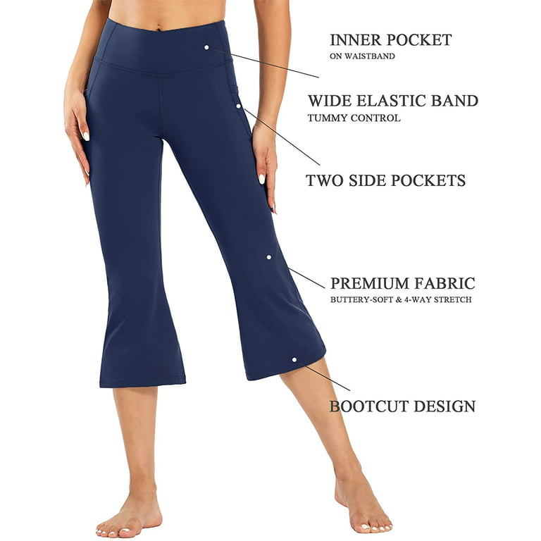 Buttery Soft Women's Bootcut Yoga Pants Capris with 3 Pockets Lounge Floral  Printing