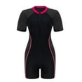 thumbnail image 6 of MOJOGO Women's Full Body Diving Suit Color Block Short Sleeve Wetsuit Zip Up Surfing Swimwear Hot Pink M, 6 of 8